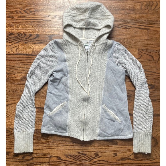 Anthropologie Tops - Saturday Sunday Anthropologie Full Zip Hoodie Womens Small Gray Wool Blend Knit